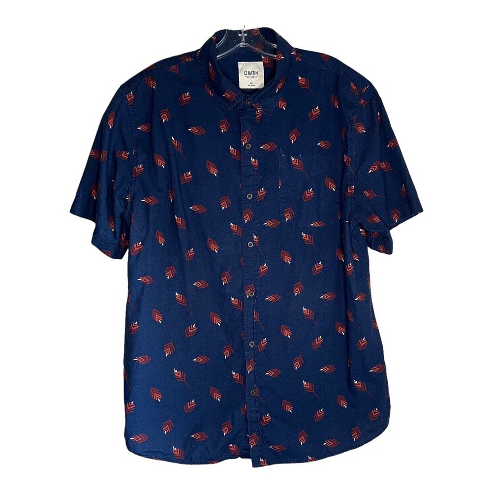 Katin America's Surf CO. Mens Blue Short Sleeve Button-Up Vacation Shirt Sz XXL